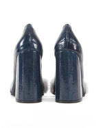 Eugenia Kim Navy Blue and Grey Demi Eelskin and Mink Block Heel Pumps - 37
