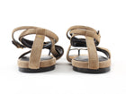 Khaite Aimee Taupe Beige Suede Ankle Wrap Flat Sandals - 37