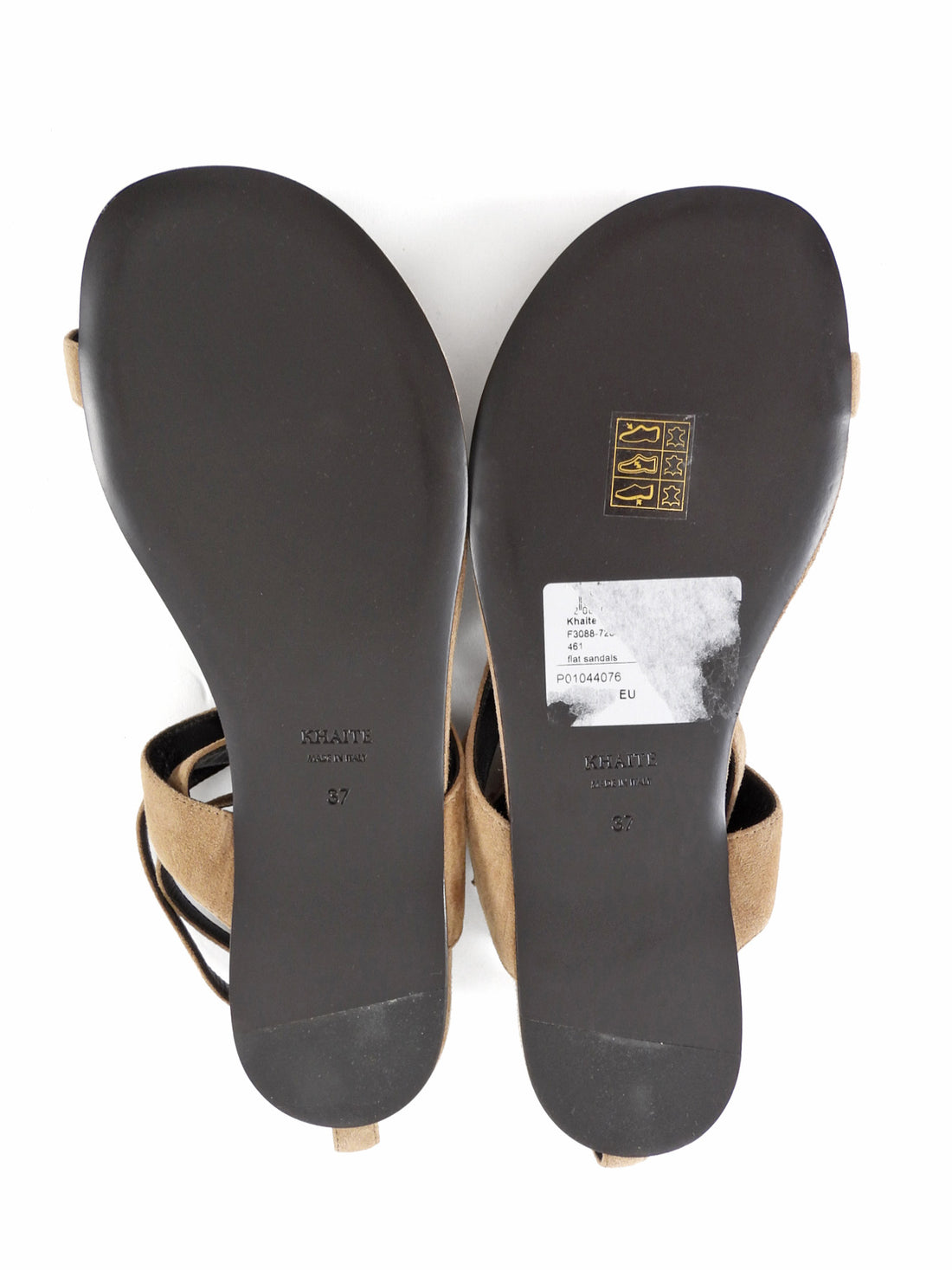 Khaite Aimee Taupe Beige Suede Ankle Wrap Flat Sandals - 37