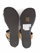 Khaite Aimee Taupe Beige Suede Ankle Wrap Flat Sandals - 37
