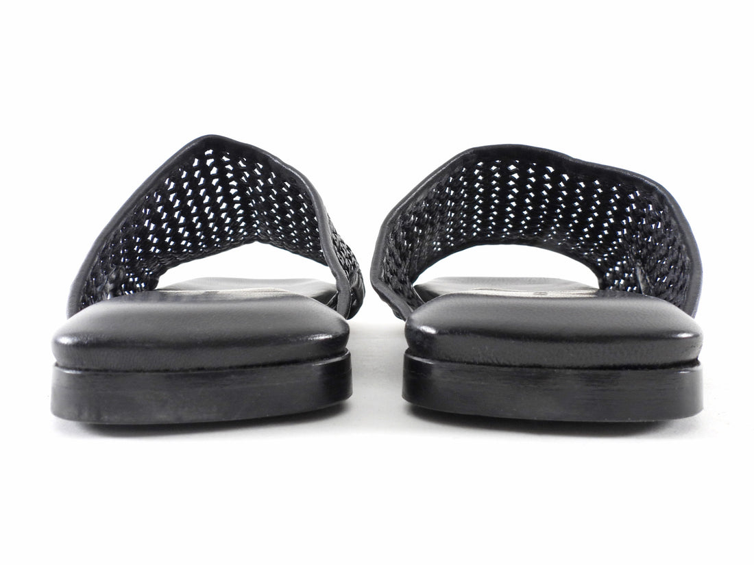 Anine Bing Hoxton Black Leather Woven Flat Sandals - 37