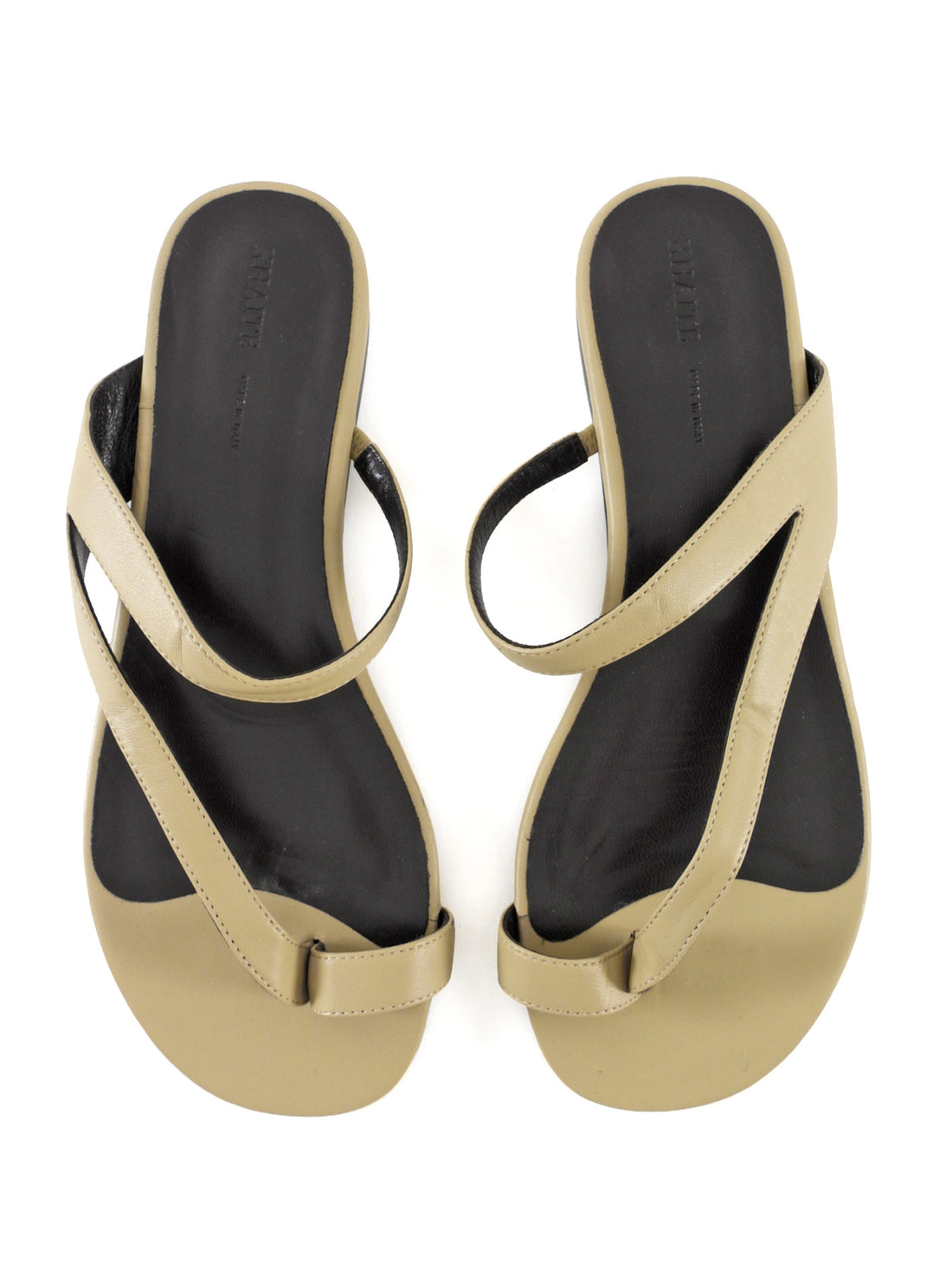Khaite Aimee Beige Leather Flat Sandal - 37