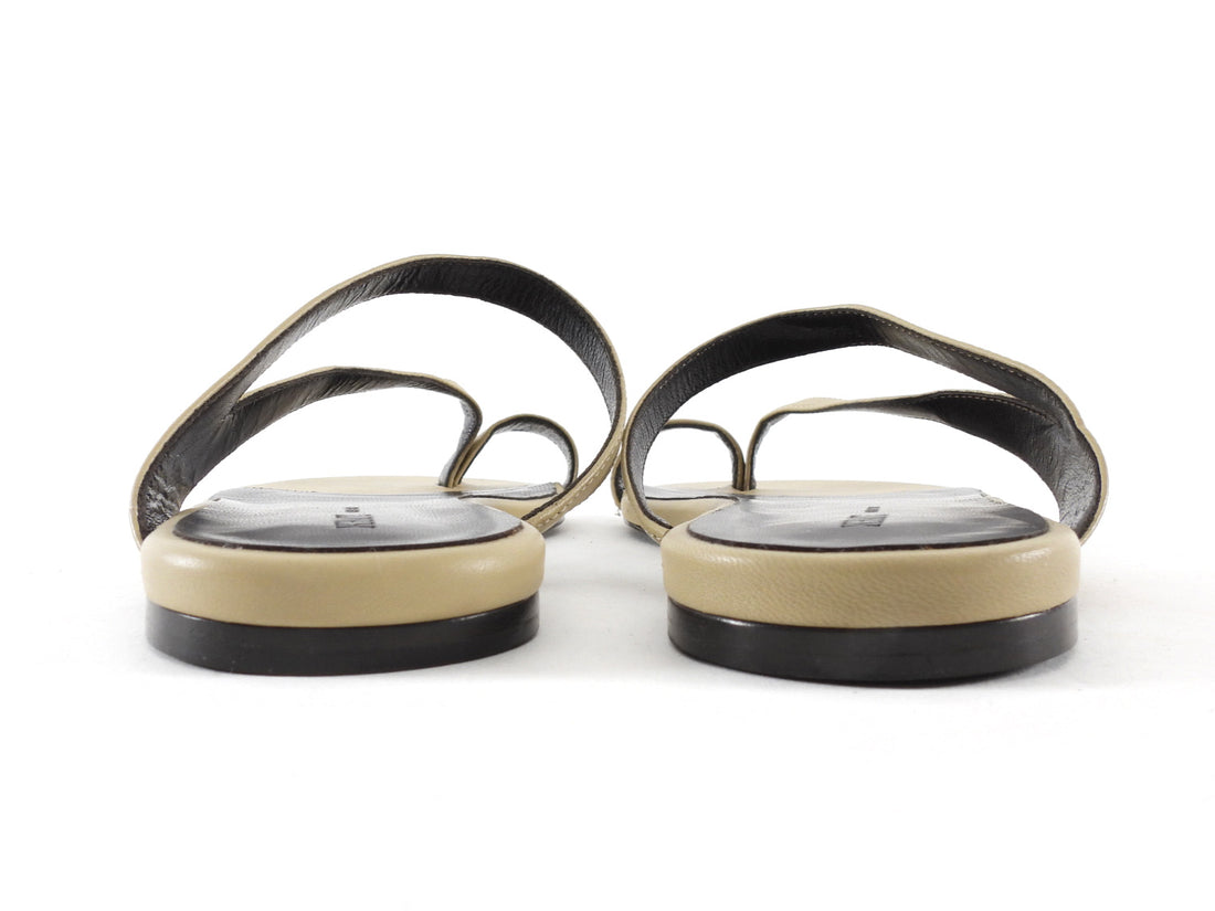Khaite Aimee Beige Leather Flat Sandal - 37