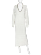 Bottega Veneta Ivory Silver Chain Neckline Cotton Knit Long Gown Dress - M