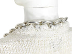 Bottega Veneta Ivory Silver Chain Neckline Cotton Knit Long Gown Dress - M