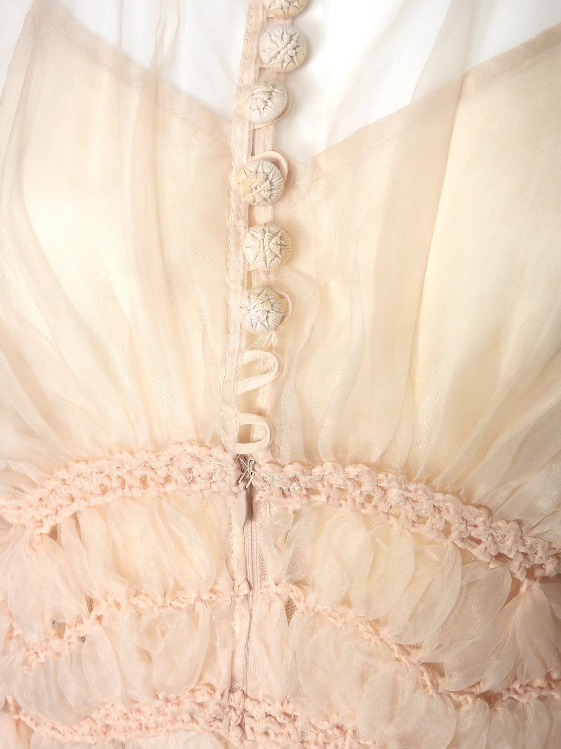 Zimmermann Blush Nude Illuminate Macrame Trim Bodice Sheer Silk Blouse - 0