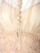 Zimmermann Blush Nude Illuminate Macrame Trim Bodice Sheer Silk Blouse - 0