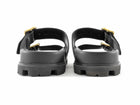 Prada Black Leather Triangle Logo Dad Sandals - 36.5