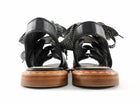 Fendi Black Leather Logo Lace Up Flat Sandals - 35