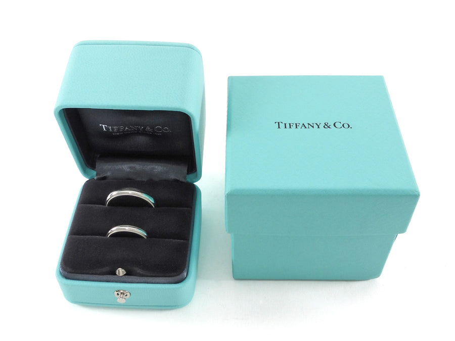 Tiffany & Co. Together Milgrain Platinum Two Band Couples Set - 3mm, Size 5 + 4mm, Size 10
