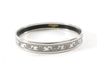 Hermes Balcons du Guadalquivir Grey White Enamel Narrow Bangle SHW