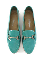 Ferragamo Gancini Horsebit Teal Green Patent Leather Loafer - 10.5