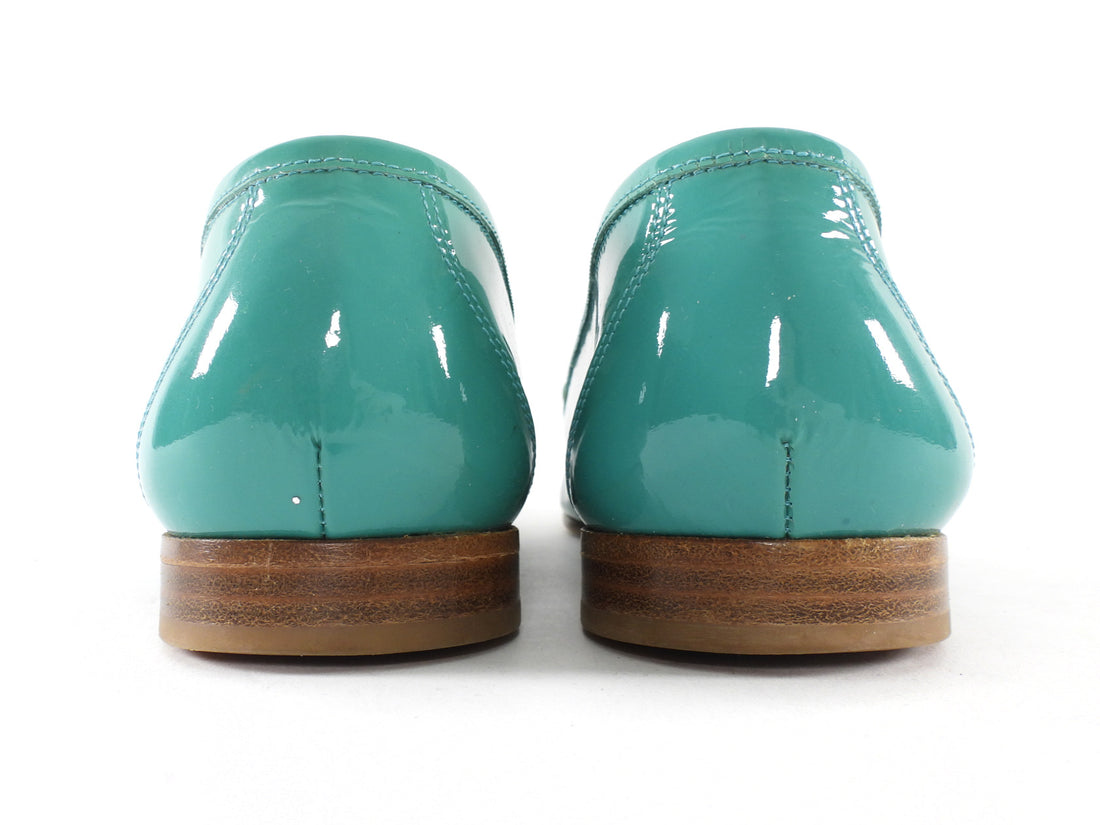 Ferragamo Gancini Horsebit Teal Green Patent Leather Loafer - 10.5