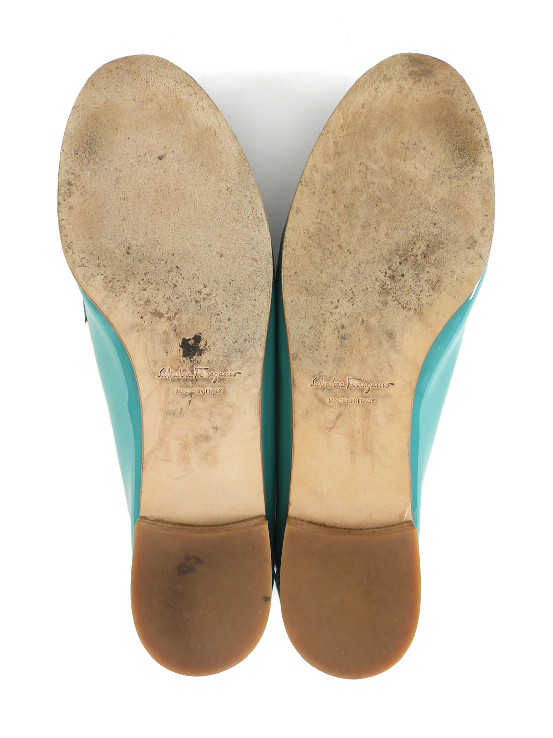 Ferragamo Gancini Horsebit Teal Green Patent Leather Loafer - 10.5