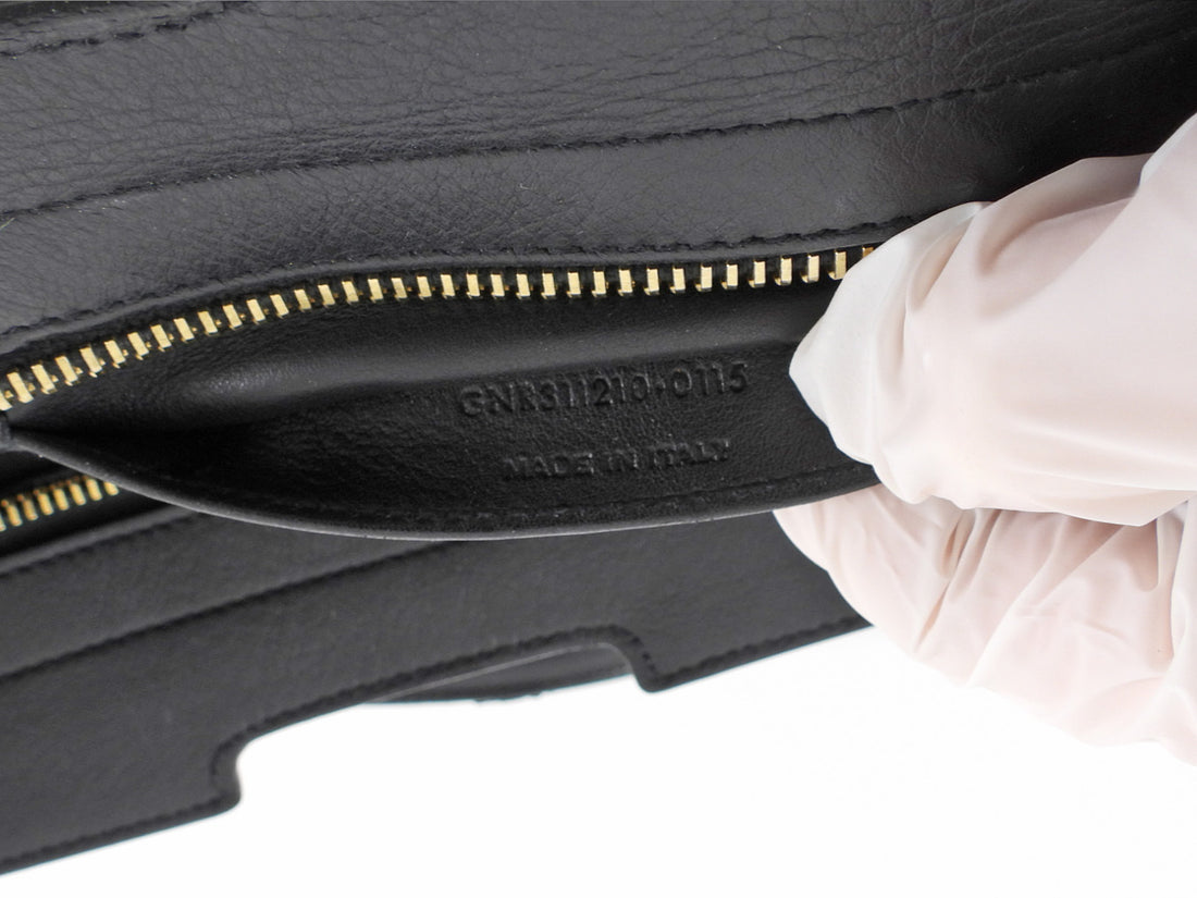Saint Laurent Vintage Y Ligne Cabas Small Black Leather Two Way Tote Bag