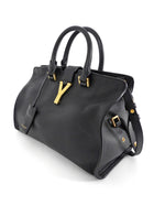 Saint Laurent Vintage Y Ligne Cabas Small Black Leather Two Way Tote Bag