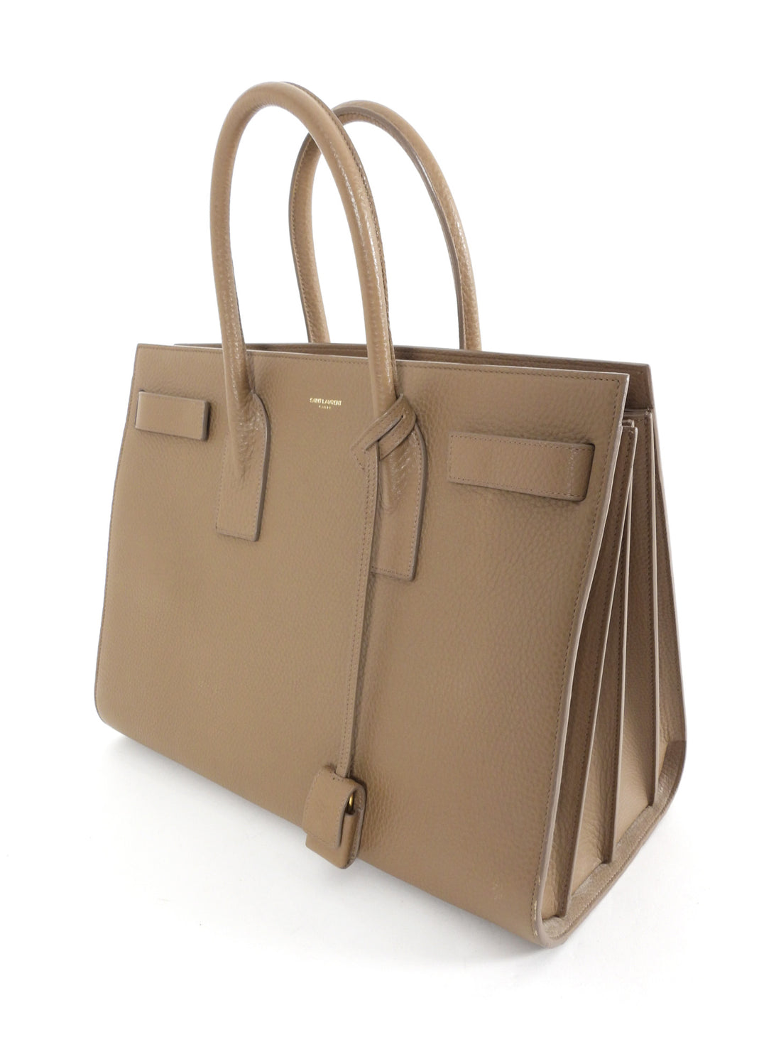 Saint Laurent Sac du Jour Large Taupe Brown Grained Leather Tote Bag