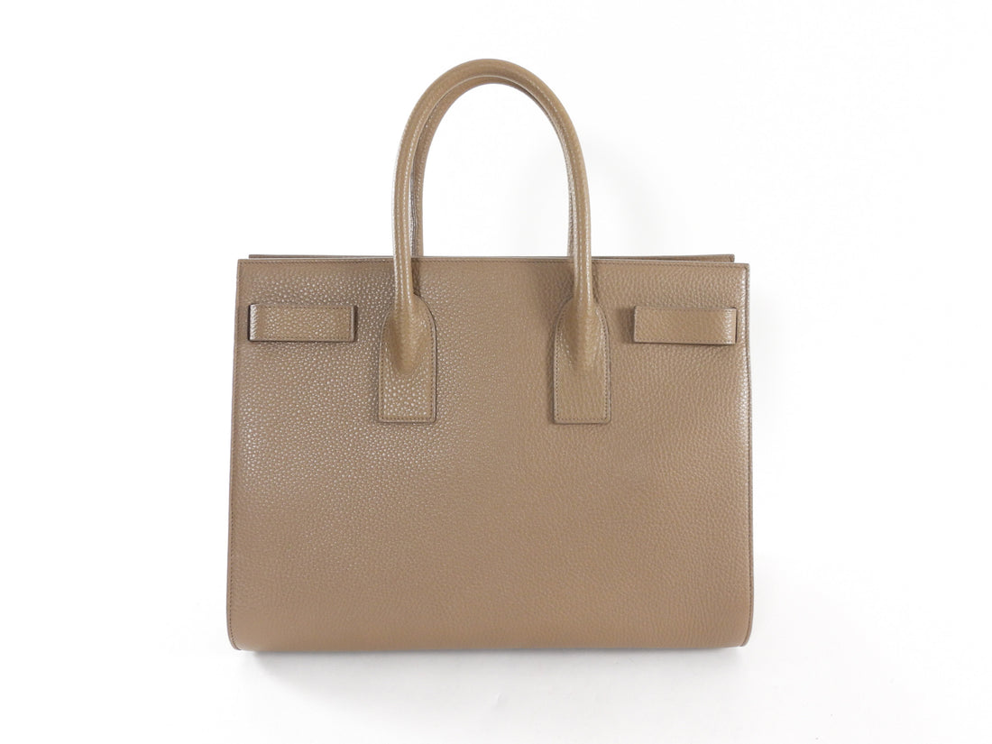 Saint Laurent Sac du Jour Large Taupe Brown Grained Leather Tote Bag