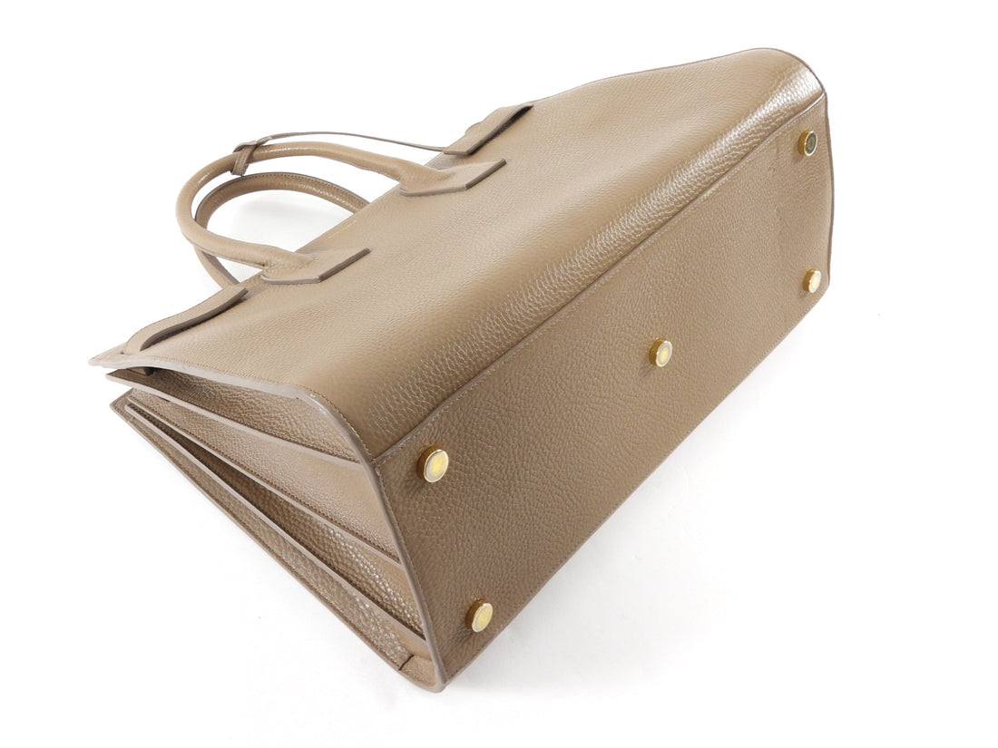 Saint Laurent Sac du Jour Large Taupe Brown Grained Leather Tote Bag