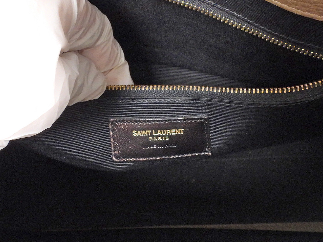 Saint Laurent Sac du Jour Large Taupe Brown Grained Leather Tote Bag