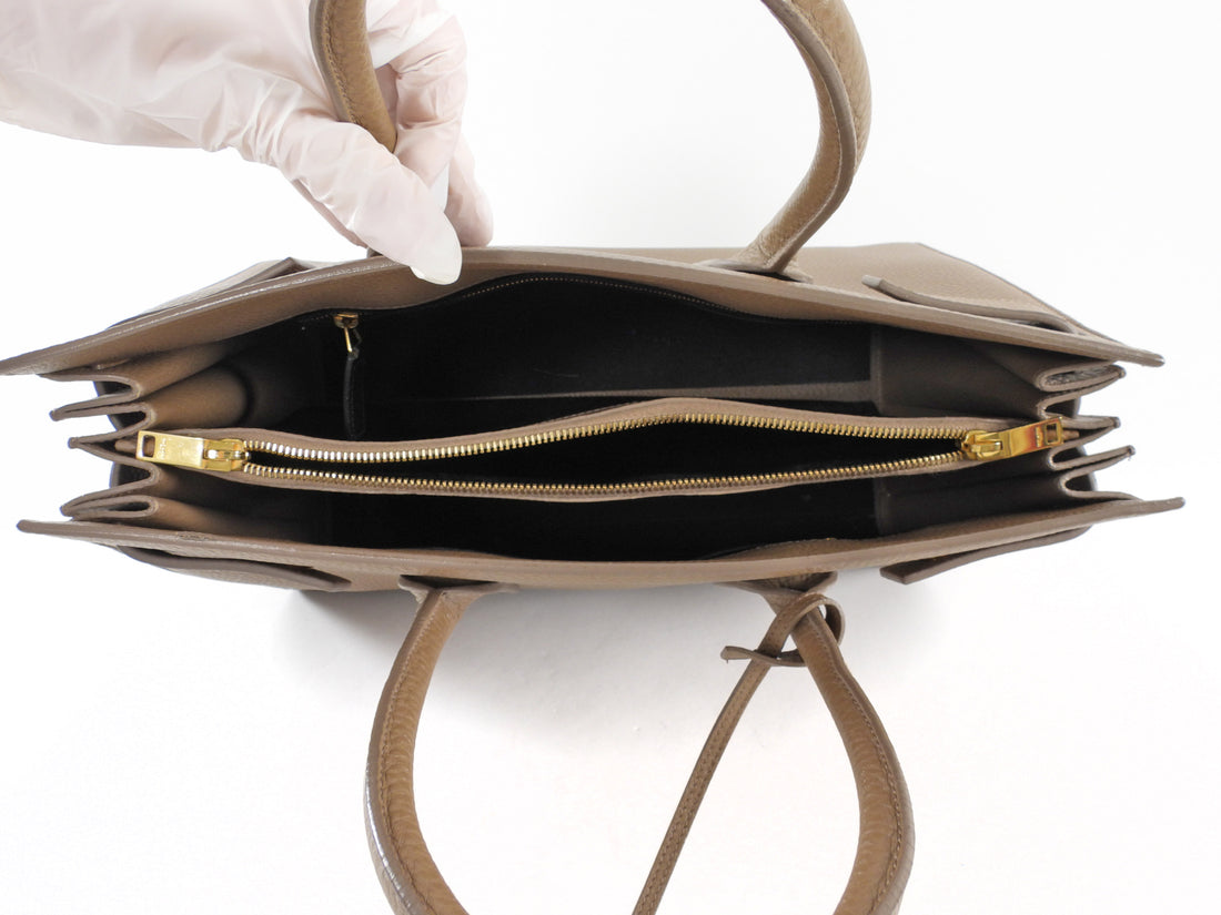 Saint Laurent Sac du Jour Large Taupe Brown Grained Leather Tote Bag