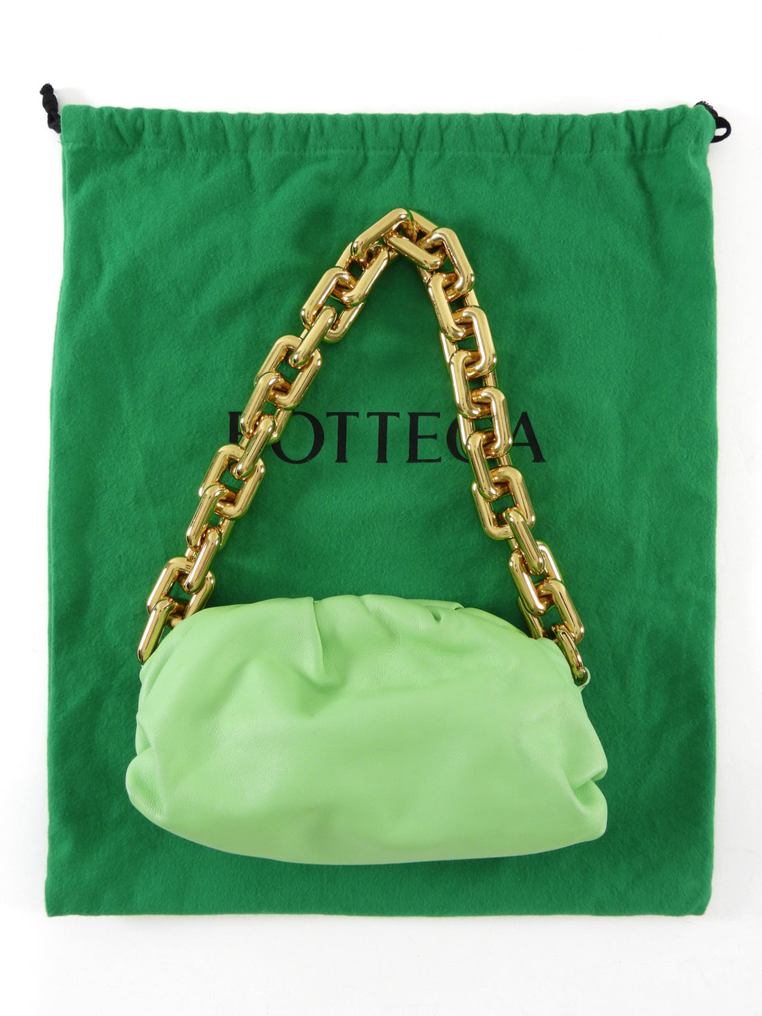 Bottega Veneta The Chain Pouch Lime Green Leather Shoulder Bag