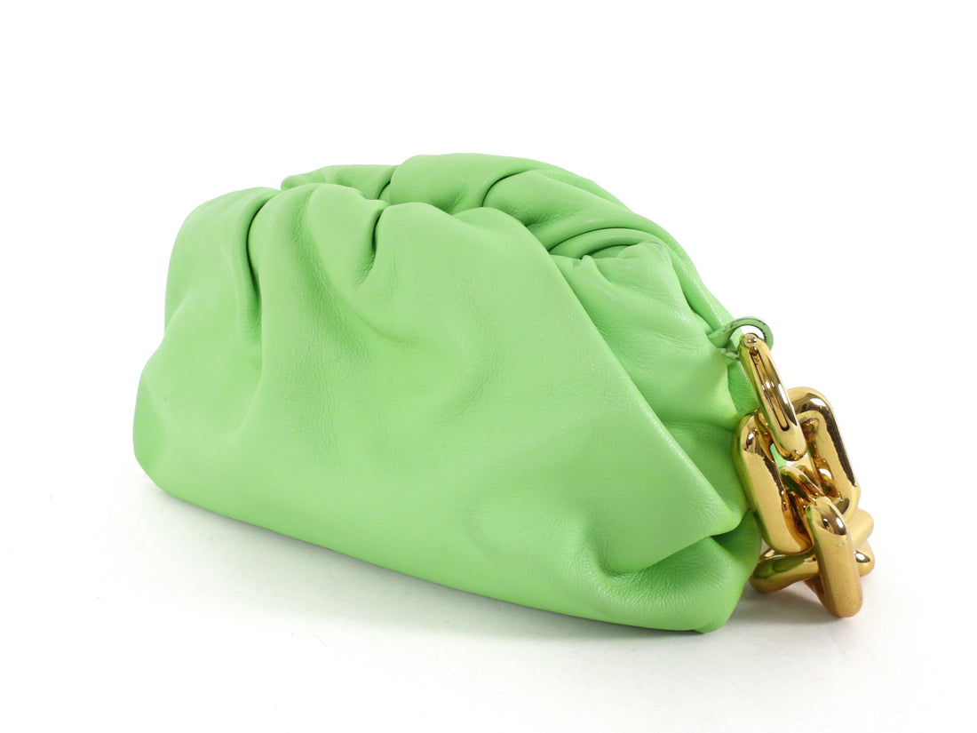 Bottega Veneta The Chain Pouch Lime Green Leather Shoulder Bag