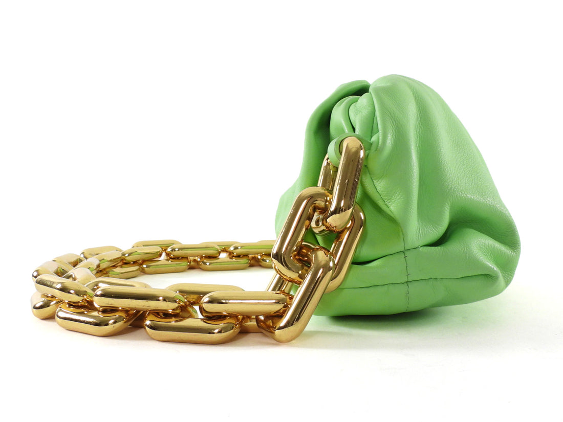 Bottega Veneta The Chain Pouch Lime Green Leather Shoulder Bag