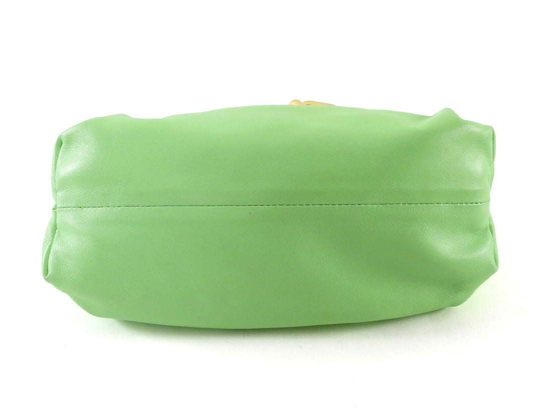 Bottega Veneta The Chain Pouch Lime Green Leather Shoulder Bag
