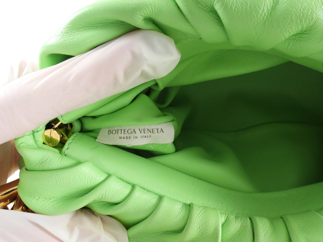 Bottega Veneta The Chain Pouch Lime Green Leather Shoulder Bag