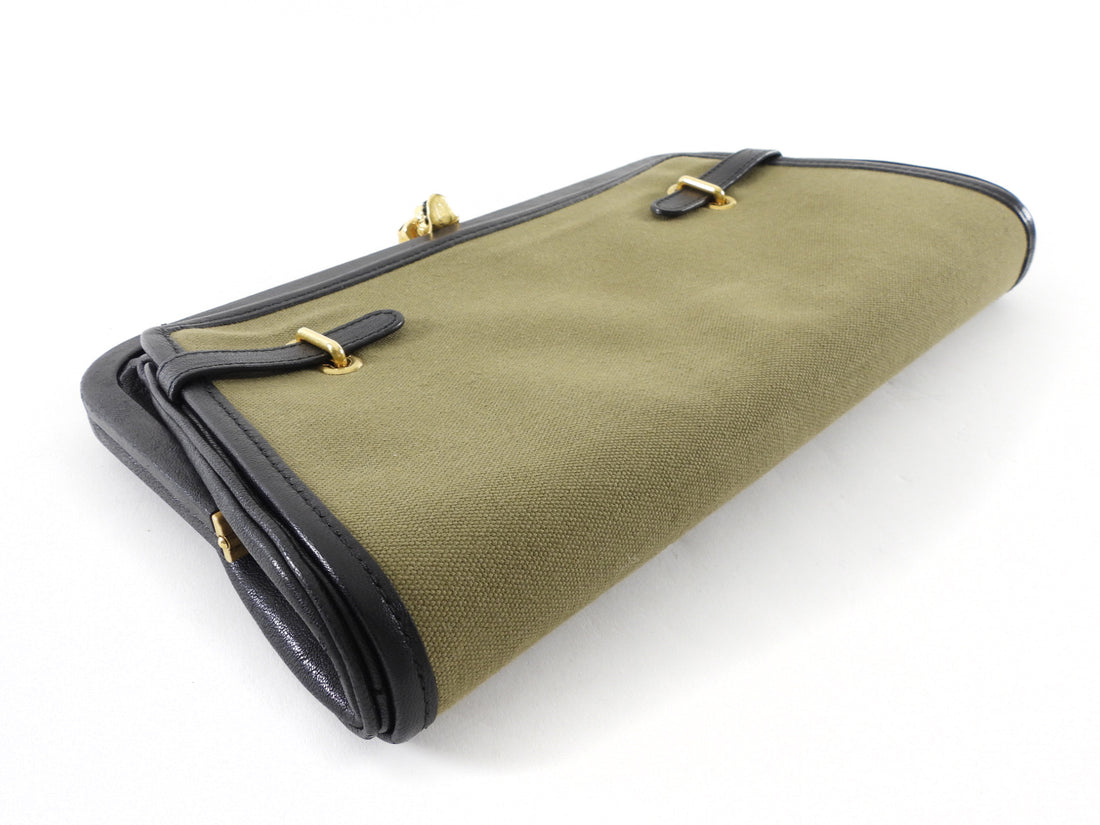 Alexander McQueen Convertible Canvas / Leather Skull Clutch