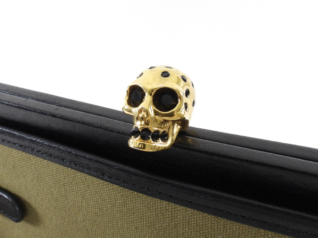 Alexander McQueen Convertible Canvas / Leather Skull Clutch