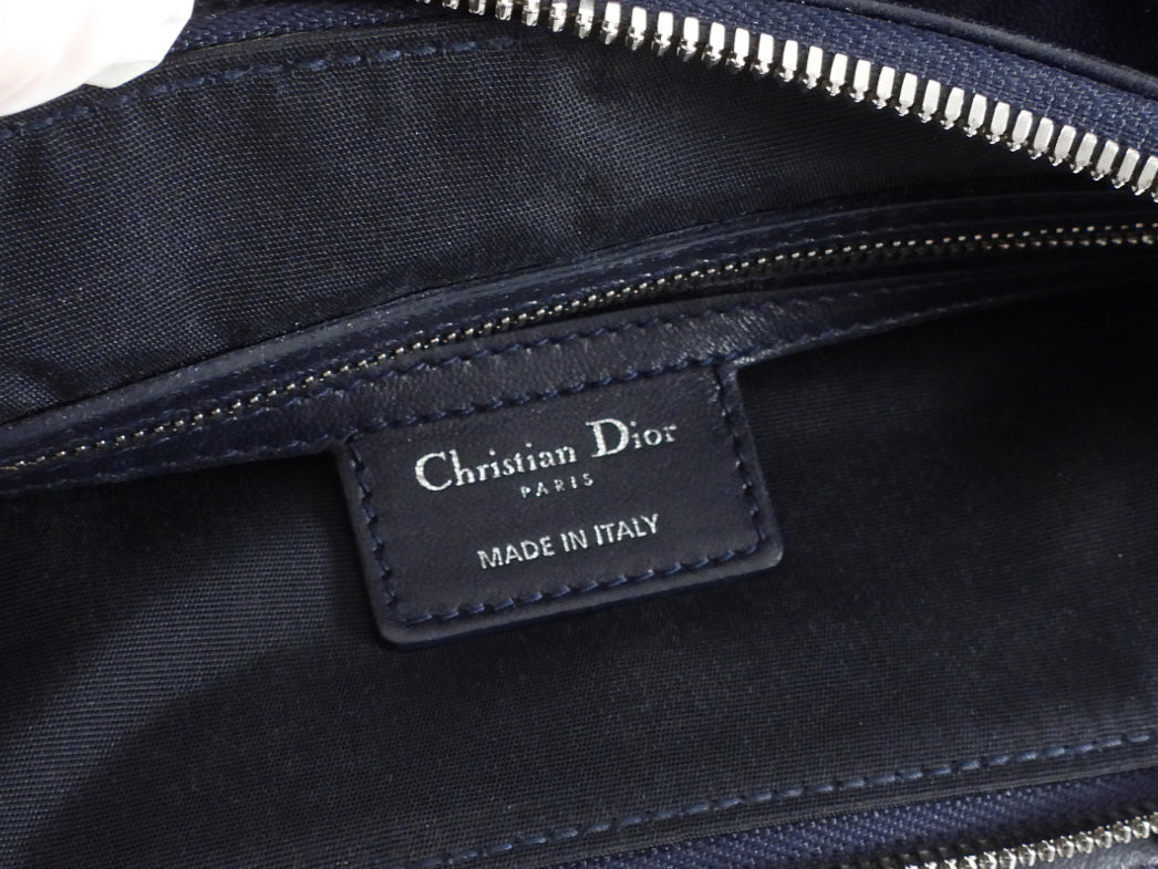 Dior Midnight Navy Cannage Quilted Soft Lambskin Large Tote Bag
