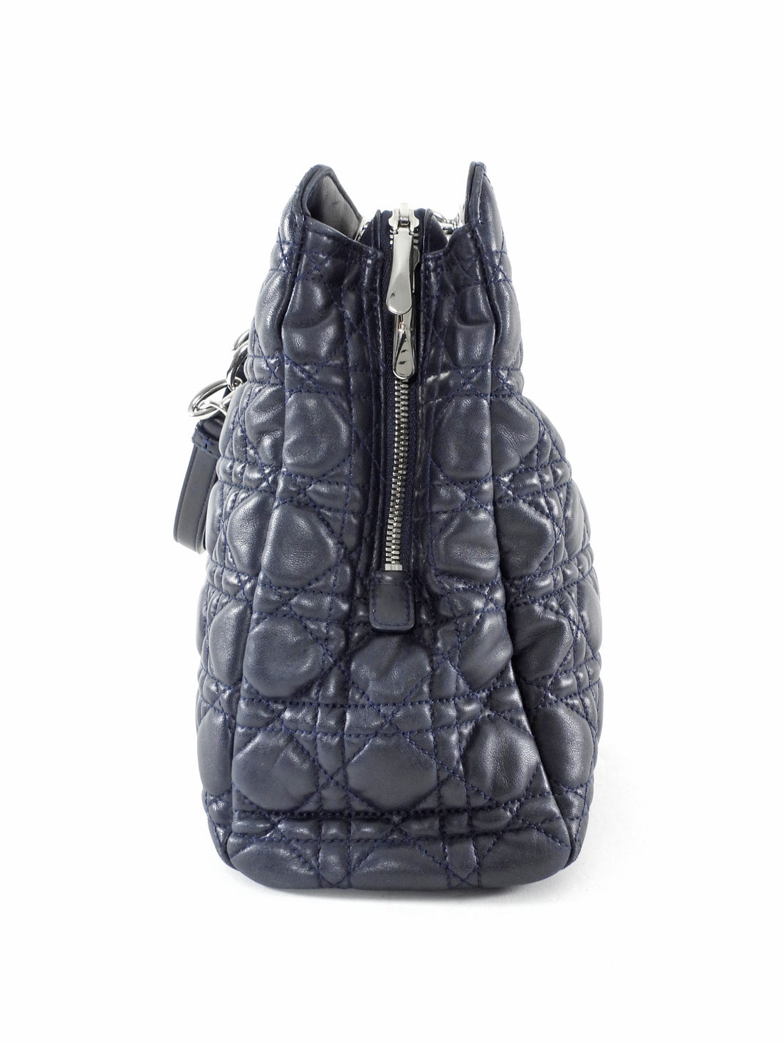 Dior Midnight Navy Cannage Quilted Soft Lambskin Large Tote Bag