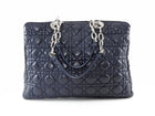 Dior Midnight Navy Cannage Quilted Soft Lambskin Large Tote Bag