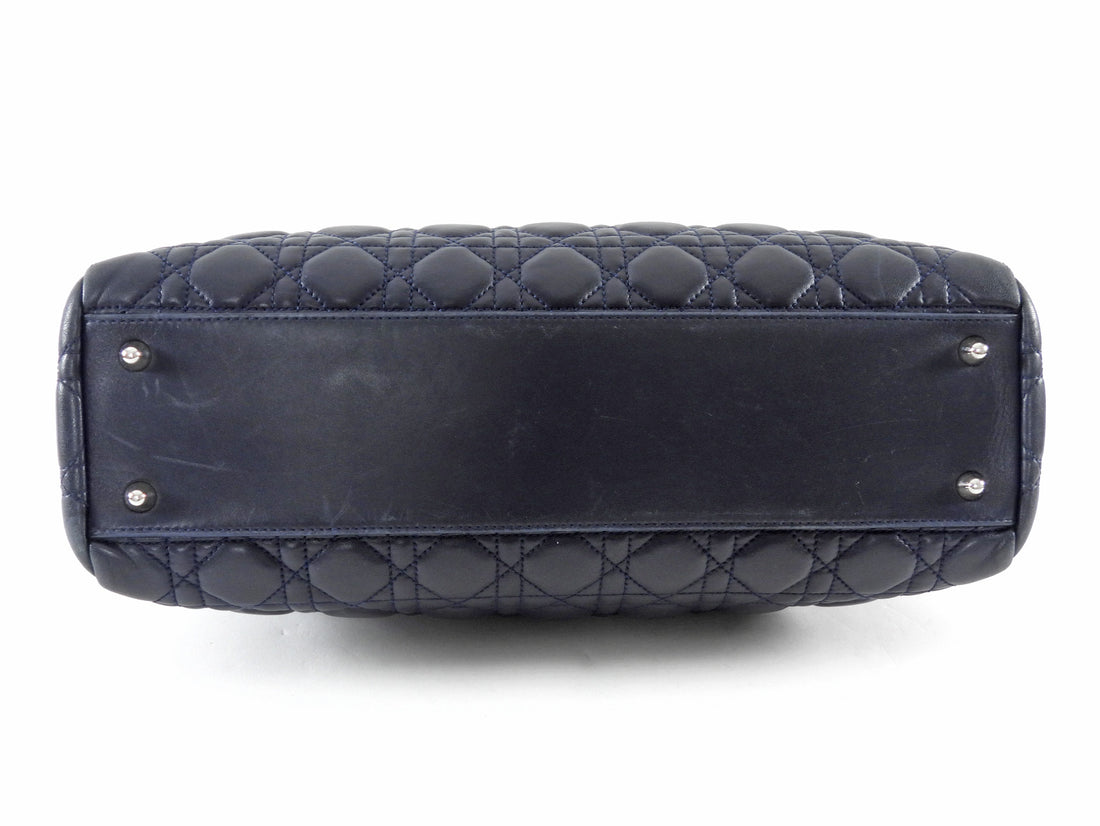 Dior Midnight Navy Cannage Quilted Soft Lambskin Large Tote Bag