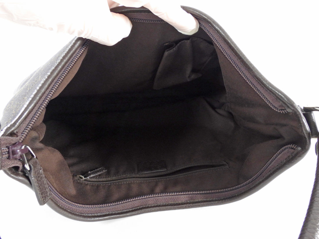 Gucci Dark Brown GG Monogram Canvas Abbey Shoulder Hobo Bag