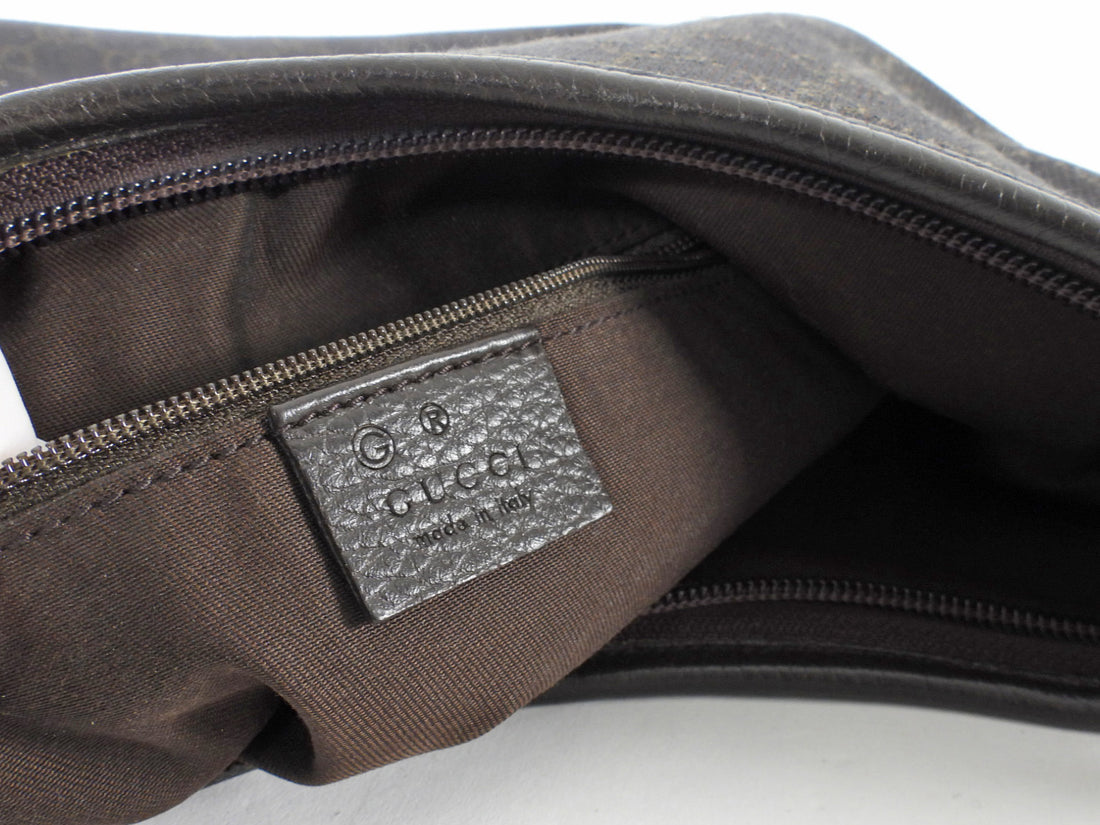 Gucci Dark Brown GG Monogram Canvas Abbey Shoulder Hobo Bag