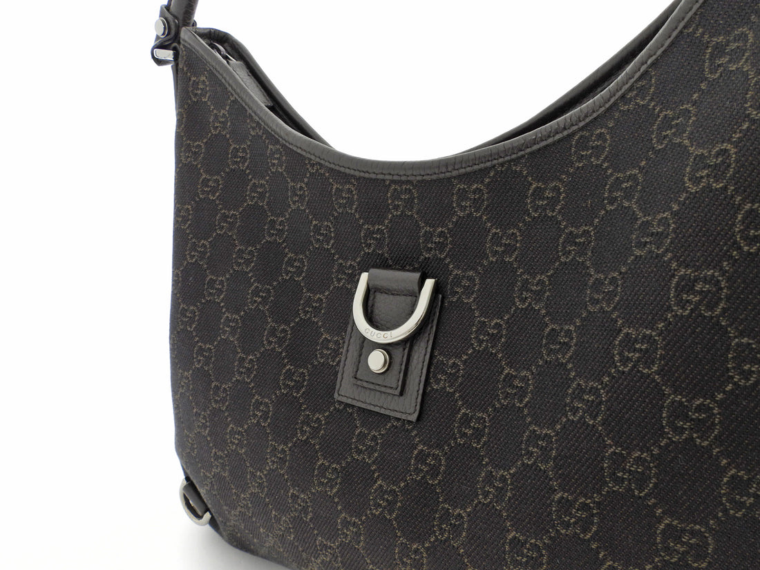 Gucci Dark Brown GG Monogram Canvas Abbey Shoulder Hobo Bag