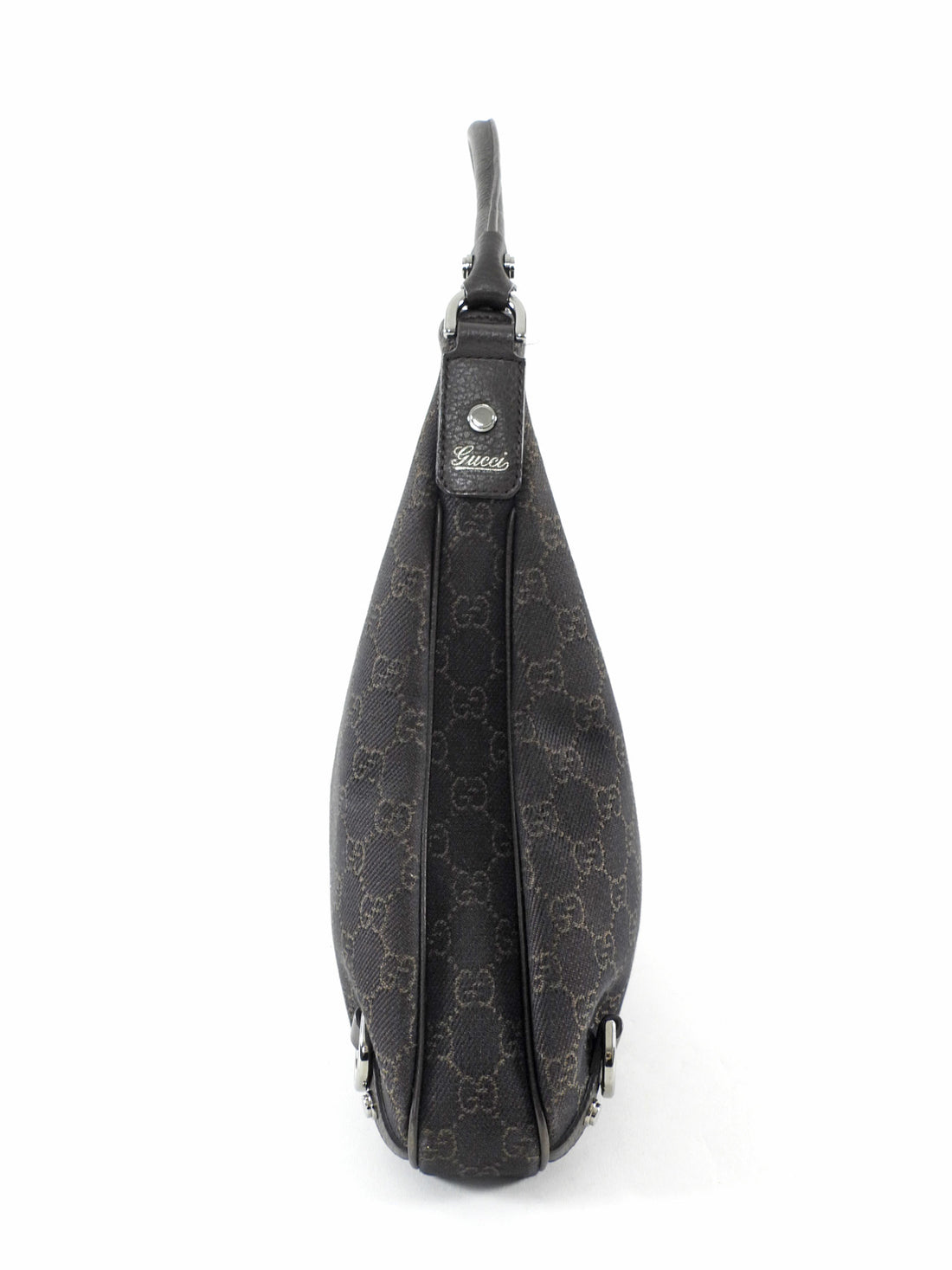 Gucci Dark Brown GG Monogram Canvas Abbey Shoulder Hobo Bag