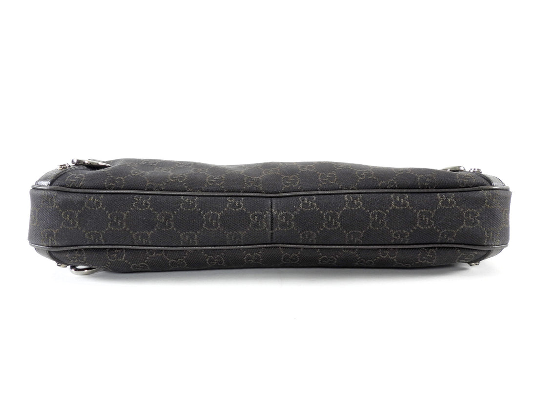 Gucci Dark Brown GG Monogram Canvas Abbey Shoulder Hobo Bag