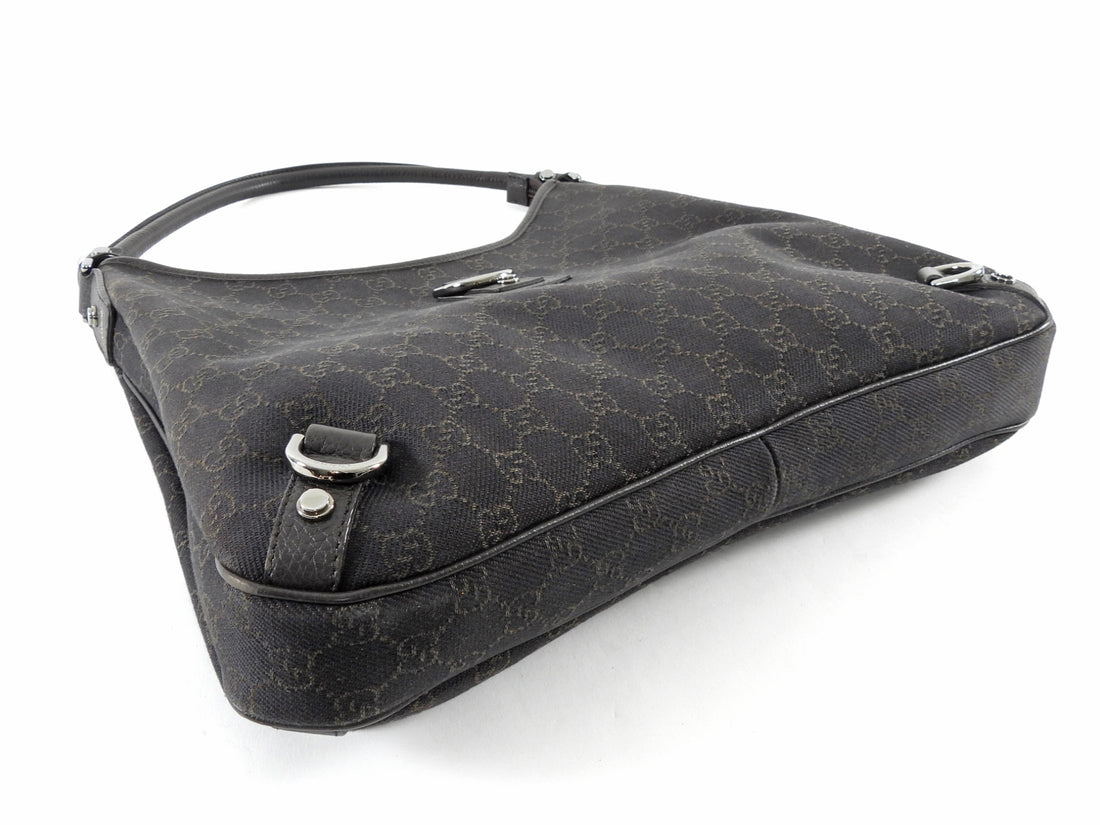 Gucci Dark Brown GG Monogram Canvas Abbey Shoulder Hobo Bag