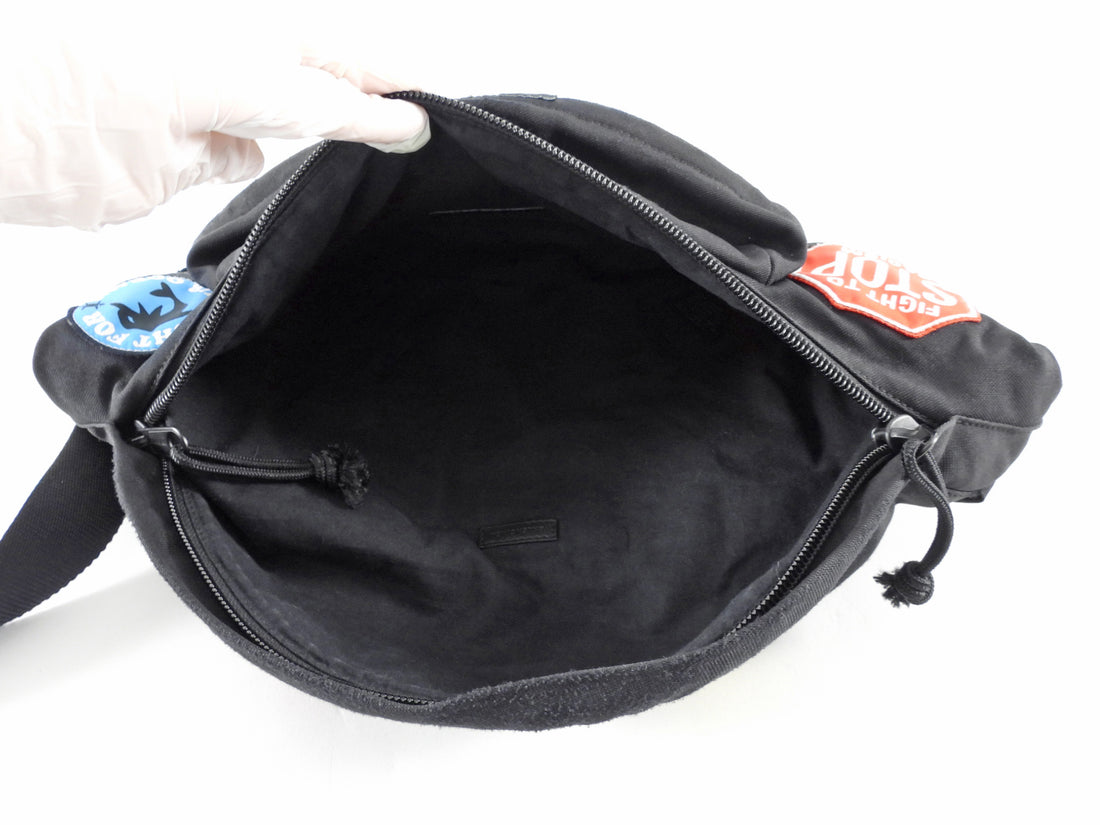 Balenciaga Black Canvas Metal Logo Patch Fanny XXL Explorer Bag