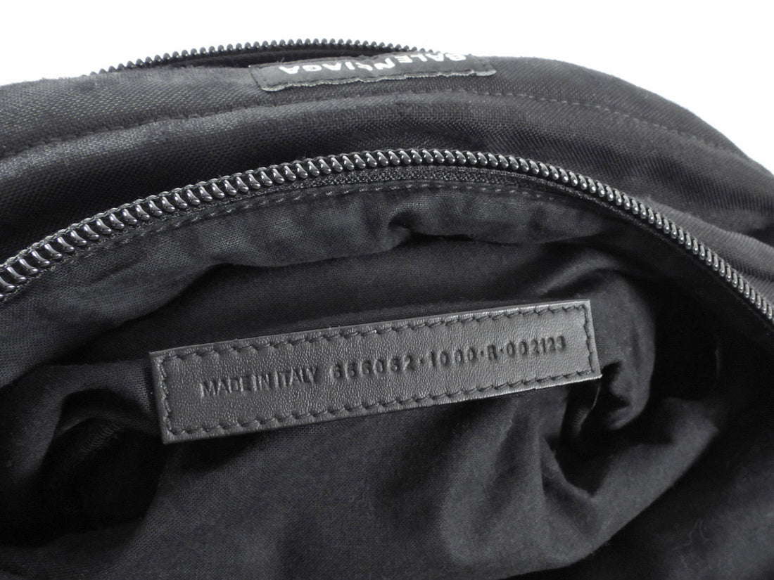 Balenciaga Black Canvas Metal Logo Patch Fanny XXL Explorer Bag