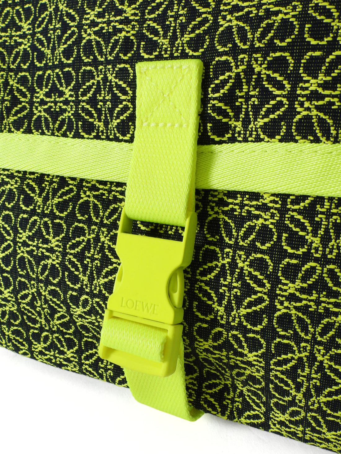 Loewe Neon Yellow and Black Anagram Technical Canvas Postman Sling Bag