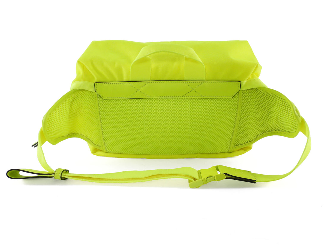 Loewe Neon Yellow and Black Anagram Technical Canvas Postman Sling Bag