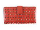 Alexander McQueen Studded Red Leather Skull Medium Trifold Wallet