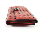 Alexander McQueen Studded Red Leather Skull Medium Trifold Wallet