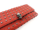 Alexander McQueen Studded Red Leather Skull Medium Trifold Wallet