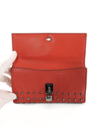 Alexander McQueen Studded Red Leather Skull Medium Trifold Wallet
